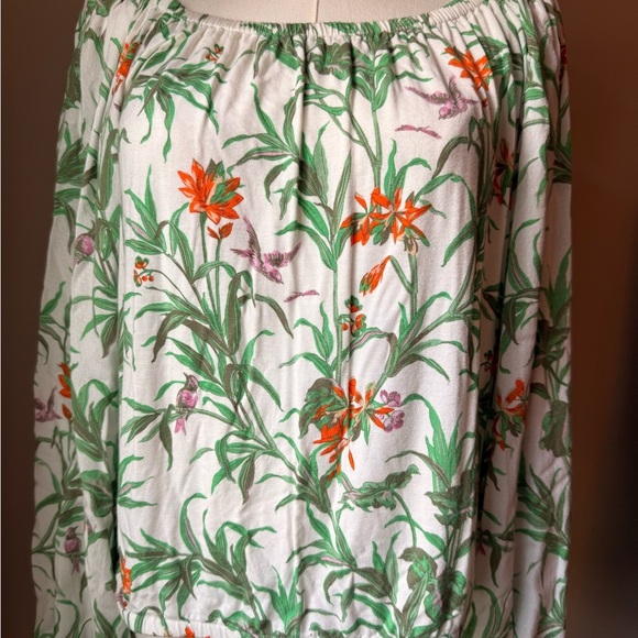 Anthropologie Tops - Anthropologie Floral Green and Orange Top